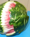 Melone mit Islandpferdekopf (Teil eines Gesmatbilds mit Pferd und Reiter