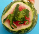 Melone mit Pferd und Reiter